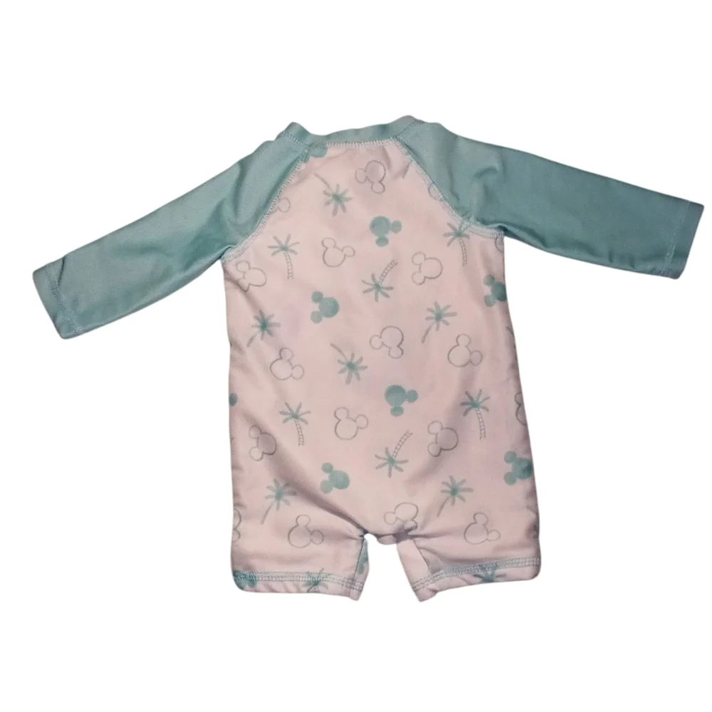 Character Disney Baby One-Piece Swimsuit, Sizes 0-3M Light Blue/White Unisex - Picture 2 of 3